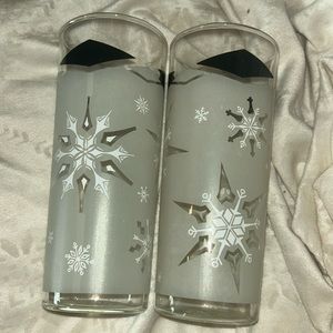 Anchor Hocking vintage snowflake glasses. Rare black color. Excellent